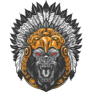 Sticker Fabrikası Kızılderili Goril Sticker 00294 7.5 x 9.5 cm