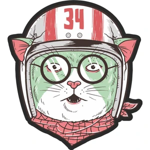 Sticker Fabrikası Vespa Kedi Sticker 00278 8 x 9 cm