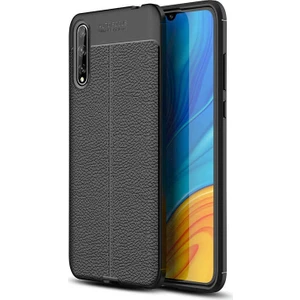 Huawei P Smart S Kılıf Niss Silikon Deri Görünümlü Siyah
