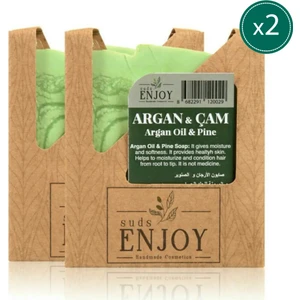 Doğal Argan Çam El Yapımı Yüz Saç ve Vücut Sabunu 100 gr x 2 Adet