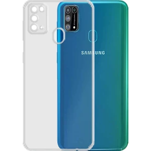 Samsung Galaxy A21s Tıpalı Kamera Korumalı Şeffaf Premier Kılıf + Tam Kaplayan Ekran Koruyucu 5D Cam