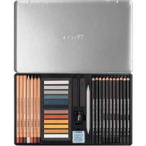 Sketching Karakalem Eskiz Çizim Seti 35 Parça Metal Kutu