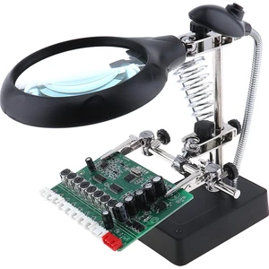 5 LED 3 Farklı Mercek Çok Fonksiyonlu Lehim Tamir Standı Büyüteç