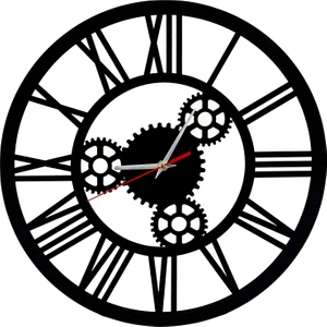 Dekoratif Ahşap Duvar Saati Roma Rakamlı Çark Dişli