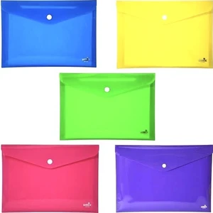 Çıtçıtlı Zarf Dosya A4 5'li Neon Renkler - 300 Mikron Kalınlık