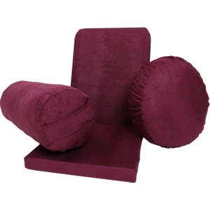 Meditasyon Sandalyesi + Meditasyon Minderi + Yoga Bolster Minderi 3'lü Set Tay Tüyü Pamuklu Kumaş