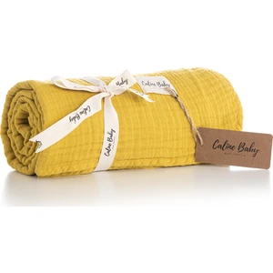 Caline Baby 4 Katlı Premium %100 Pamuk Müslin Battaniye| 120x120 cm | Hardal