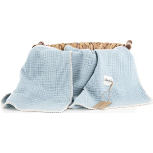 Caline Baby 4 Katlı Premium %100 Pamuk Çoban Dikişli Müslin Battaniye| 120x120 cm | Mavi
