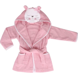 Pamuklu Kedi Desenli Çocuk Bornozu