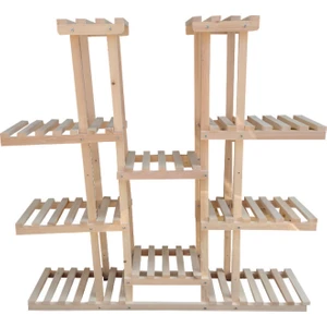 Çiçeklik Standı Saksılık Ahşap Çiçeklik 10 Basamaklı Naturel