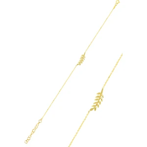 Söğütlü Silver Gümüş Altın Yaldızlı Yaprak Bileklik