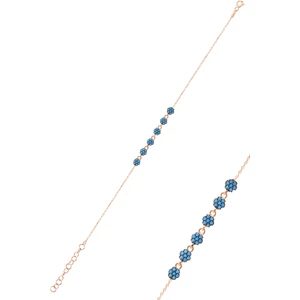 Söğütlü Silver Gümüş Rose Turkuaz Taşlı Çiçek Bileklik
