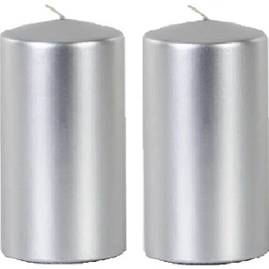 Gümüş Gri Silver Kütük Mum 2'li