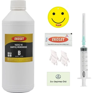 Ekoset Bitmeyen Tanklı Yazıcılar İçin Siyah Mürekkep 1Litre