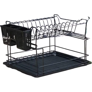 KB010 29x35 cm Siyah Krom 2 Katlı Bulaşık Sepeti 16993