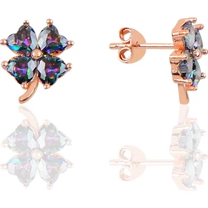 Söğütlü Si̇lver Mistik Topaz Taşlı Mini Yonca Küpe