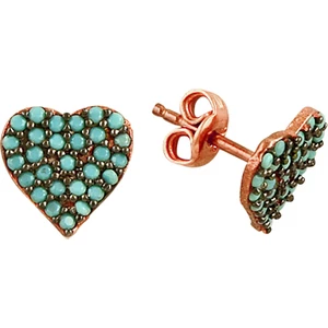 Söğütlü Si̇lver Mini Turkuaz Taşlı Kalp Küpe