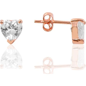 Söğütlü Si̇lver Gümüş Zirkon Taşlı Kalp Modeli Küpe