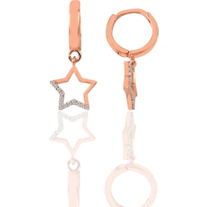 Söğütlü Si̇lver Gümüş Taşlı Yıldız Modeli Halka Küpe