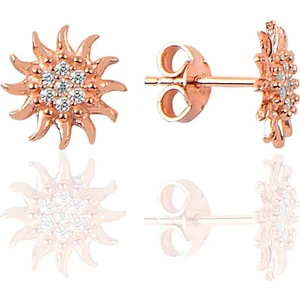 Söğütlü Si̇lver Gümüş Rose Zirkon Güneş Küpe