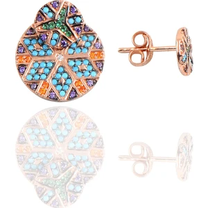 Söğütlü Si̇lver Gümüş Rose Tasarım Kilim Küpe