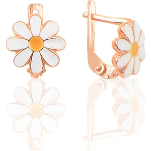 Söğütlü Si̇lver Gümüş Rose Kaplama Papatya Modeli Küpe