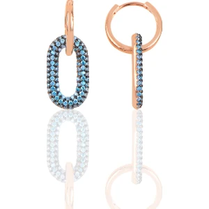 Söğütlü Si̇lver Gümüş Rose Akuamarin Taşlı Handy Küpe