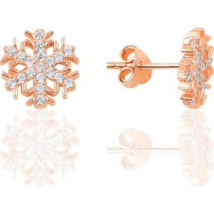 Söğütlü Si̇lver Gümüş Rose New Kar Tanesi Küpe