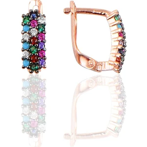 Söğütlü Si̇lver Gümüş Renkli Taşlı J Modeli Küpe