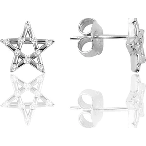 Söğütlü Si̇lver Gümüş Pırlanta Montürlü Yıldız Modeli Küpe