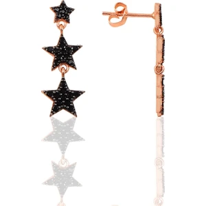 Söğütlü Si̇lver Gümüş Onix Taşlı Kayan Yıldız Küpe