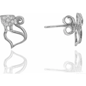 Söğütlü Si̇lver Gümüş Mini Kedi Küpe