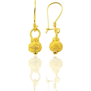 Söğütlü Si̇lver Gümüş Altın Yaldızlı Kazaziye Top Küpe