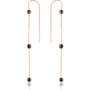 Söğütlü Si̇lver Gümüş 3 Taşlı Zincirli Küpe