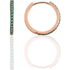 Söğütlü Si̇lver Gümüş 17 mm Rose Yeşil Taşlı Tamtur Halka Küpe