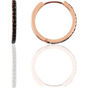 Söğütlü Si̇lver Gümüş 17 mm Rose Siyah Taşlı Tamtur Halka Küpe
