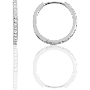 Söğütlü Si̇lver Gümüş 17 mm Rodyumlu Zirkon Taşlı Tamtur Halka Küpe