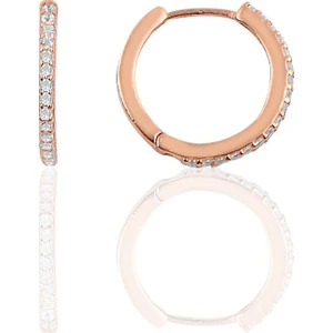 Söğütlü Si̇lver Gümüş 14 mm Rose Zirkon Taşlı Tamtur Halka Küpe