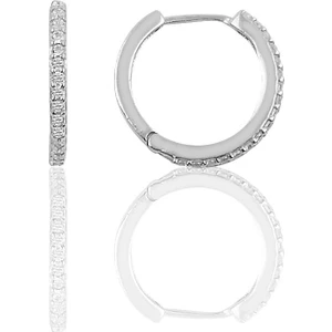 Söğütlü Si̇lver Gümüş 14 mm Rodyumlu Zirkon Taşlı Tamtur Halka Küpe