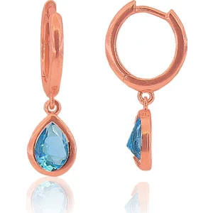 Söğütlü Si̇lver Akuamarin Taşlı Damla Küpe