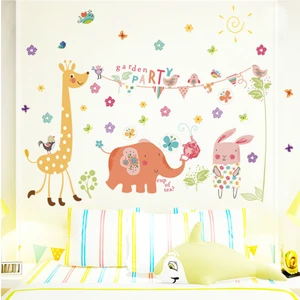 Crystal Kids Renkli Party Hayvanları Bebek ve Çocuk Odası Dekorasyonu Duvar Sticker Duvar Süsü