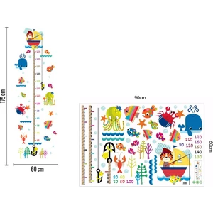 Crystal Kids Deniz Hayvanları Bebek Odası Dekorasyonu Boy Ölçer Duvar Sticker Çıkartma