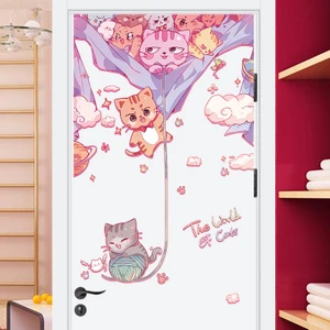 Crystal Kids Anime Sevimli Kediler Bebek ve Çocuk Odası Duvar Dekorasyonu Kapı Süsü Duvar Sticker