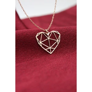 Silver & Silver Gümüş Rose Origami Kalp Kolye