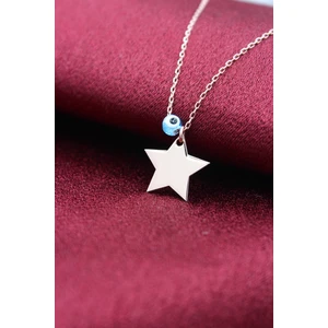 Silver & Silver Gümüş Rose Nazar Boncuklu Klasik Yıldız Kolye