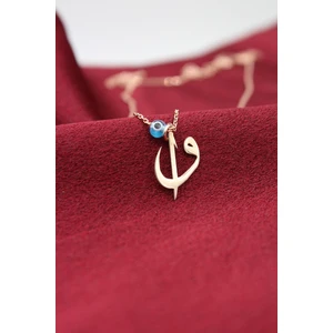 Silver & Silver Gümüş Rose Nazar Boncuklu Elif Vav Kolye