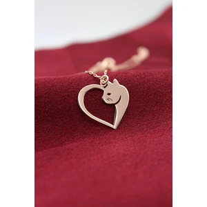 Silver & Silver Gümüş Rose Kalp Kedi Kolye