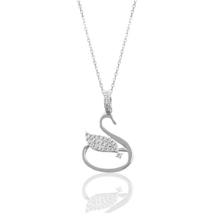 Söğütlü Silver Gümüş Zirkon Taşlı Kuğu Kolye