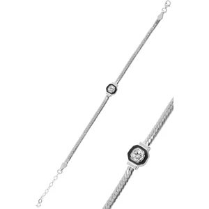 Söğütlü Silver Gümüş Tek Taş ve Mineli Balık Sırtı Zincir