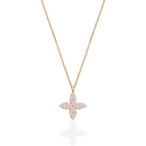 Söğütlü Silver Gümüş Rose Zirkon Taşlı Yonca Kolye